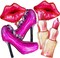 Lip balloon lipstick foil Lady high heels decoration (Hot Pink)